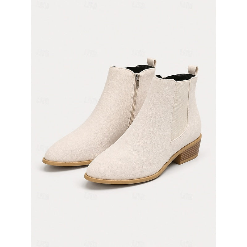 Vivienne | Puntige Block Heel Enkellaarsjes
