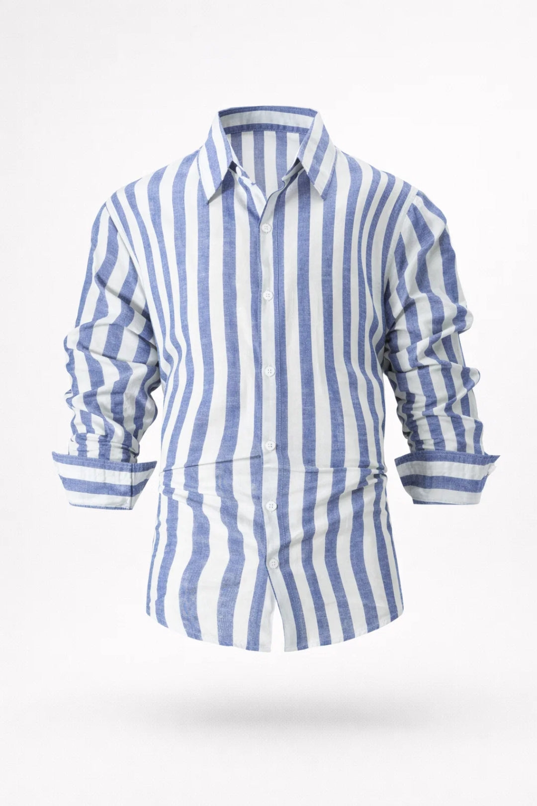 Heren Gestreept Overhemd met Lange Mouwen en Slim Fit