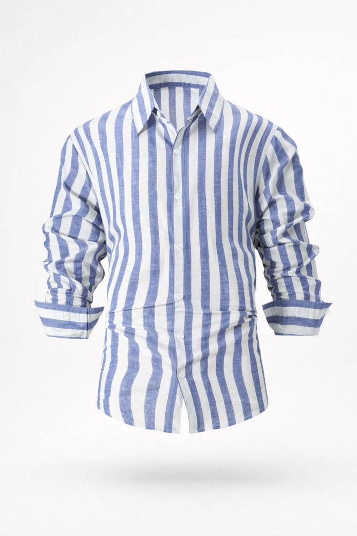Heren Gestreept Overhemd met Lange Mouwen en Slim Fit
