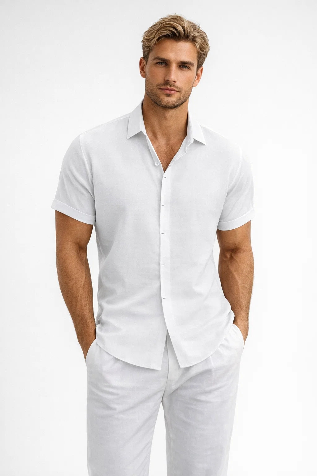 Casual Linnen Kortemouw Overhemd voor Zomerse Comfort