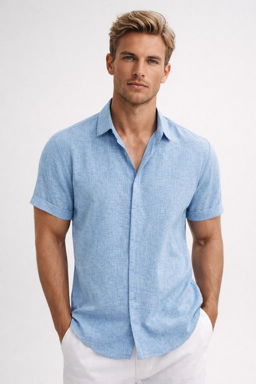 Casual Linnen Kortemouw Overhemd voor Zomerse Comfort