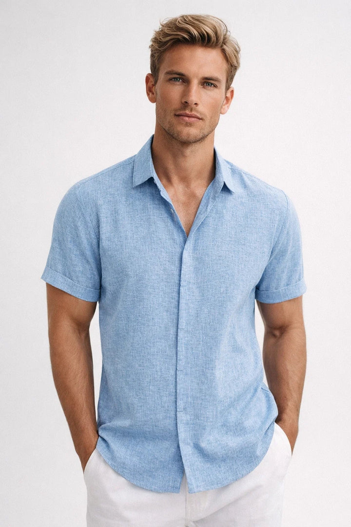 Casual Linnen Kortemouw Overhemd voor Zomerse Comfort