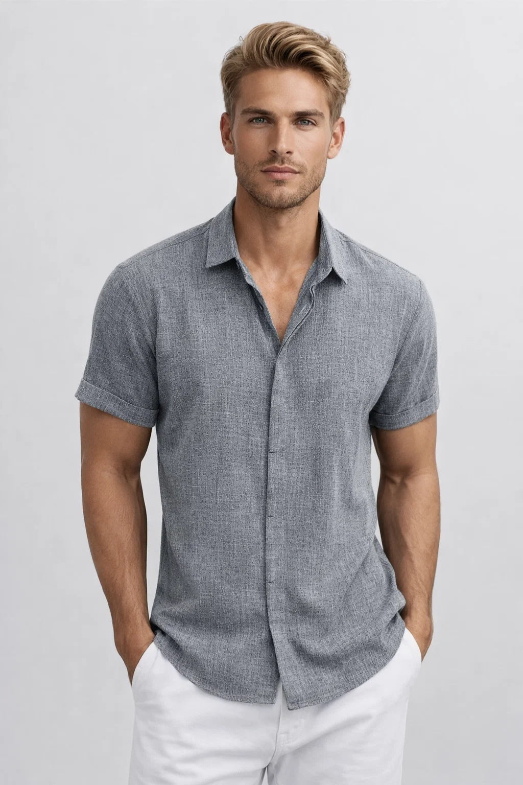 Casual Linnen Kortemouw Overhemd voor Zomerse Comfort