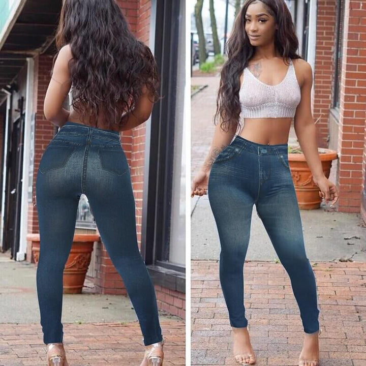 Vormgevende Denim Print Leggings