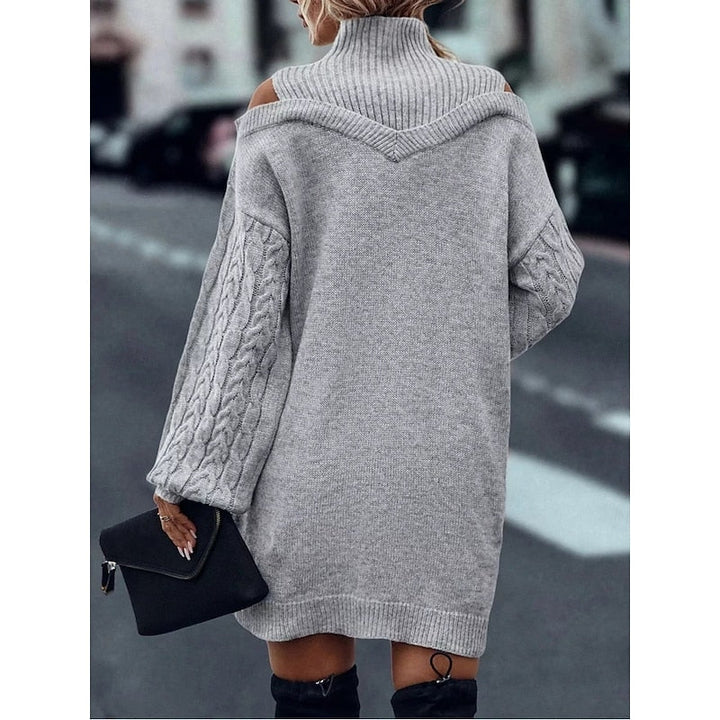 Winifred | Koud-Schouder Turtleneck Trui Jurk