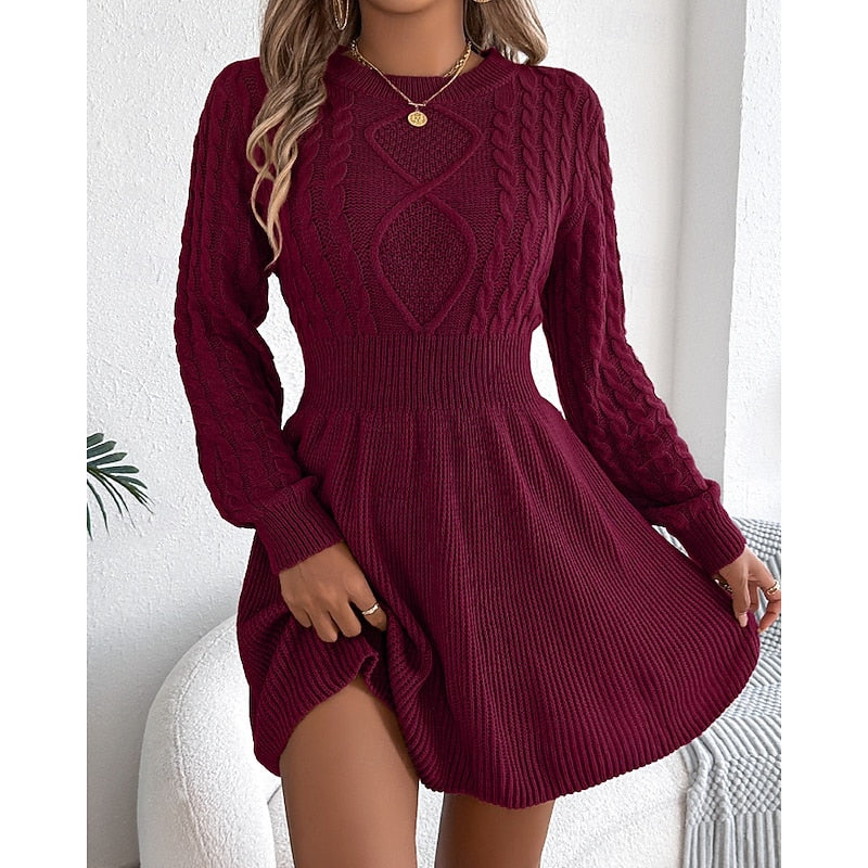 Whitney | Kabelgebreide Sweater Jurk