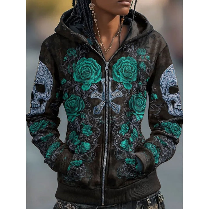 Wilg | Skull & Roos Halloween Zip-Up Hoodie