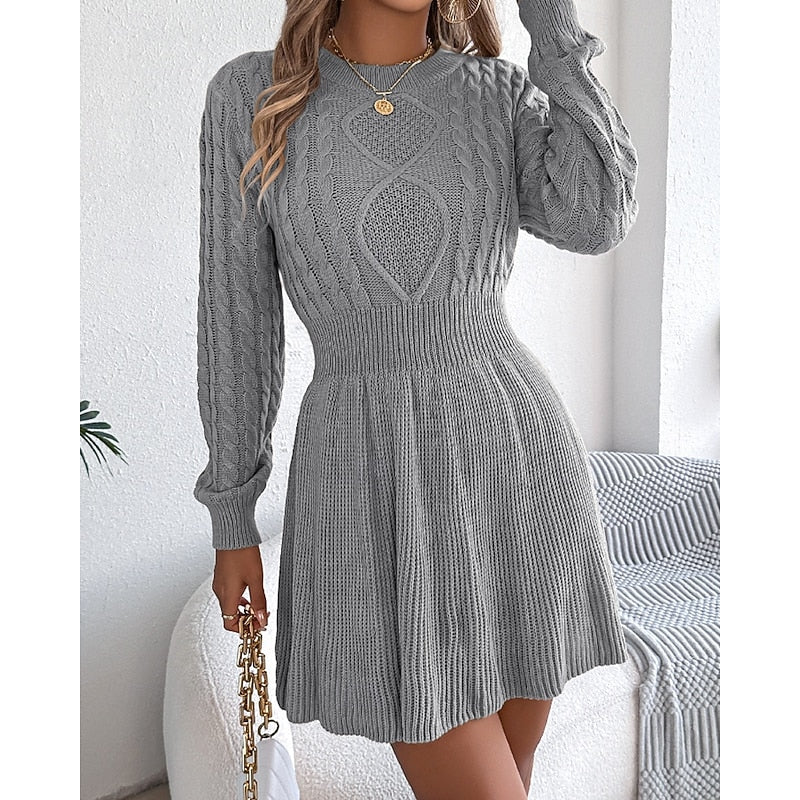 Whitney | Kabelgebreide Sweater Jurk