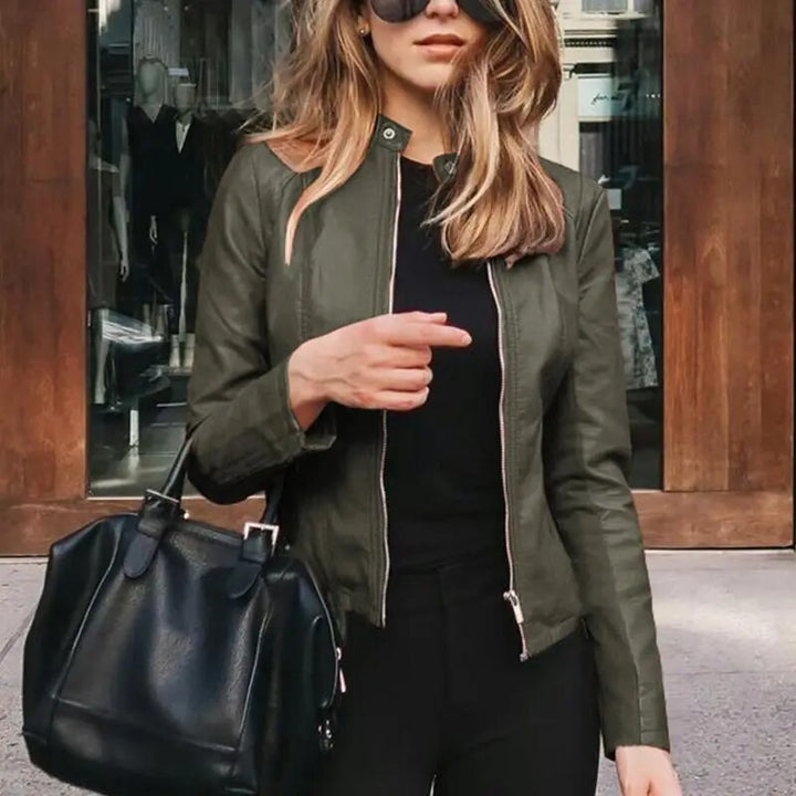 Rionach | Cropped Fit-and-Flare Beroemde Leren Jas