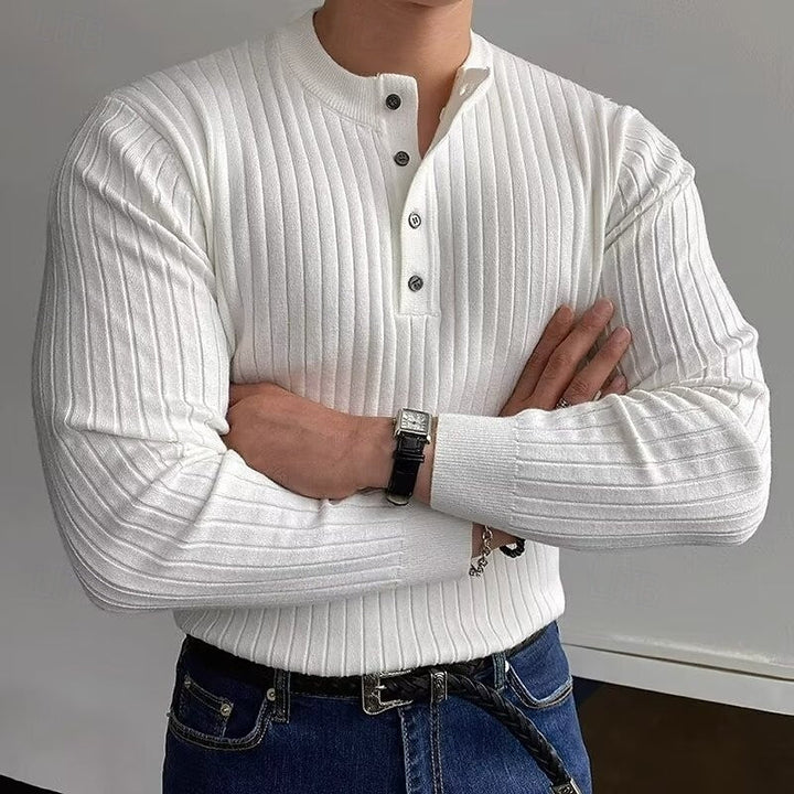 Theo | Geribbelde Henley Trui
