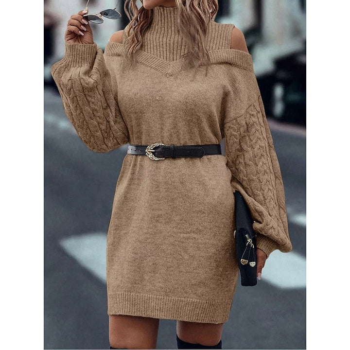 Winifred | Koud-Schouder Turtleneck Trui Jurk