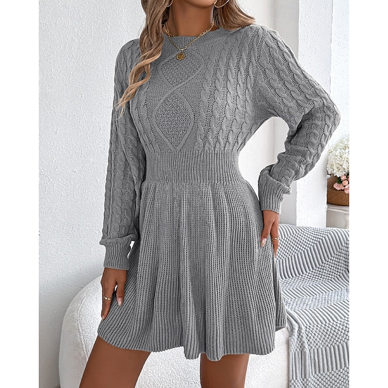 Whitney | Kabelgebreide Sweater Jurk
