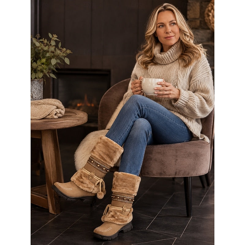 Wren | Gezellige Boho Winterlaarzen tot de Middel