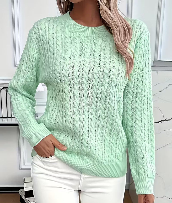 Salma | Crew-Neck Kabelgebreide Vloeiende Trui