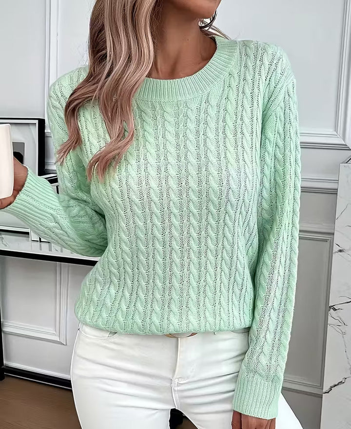 Salma | Crew-Neck Kabelgebreide Vloeiende Trui
