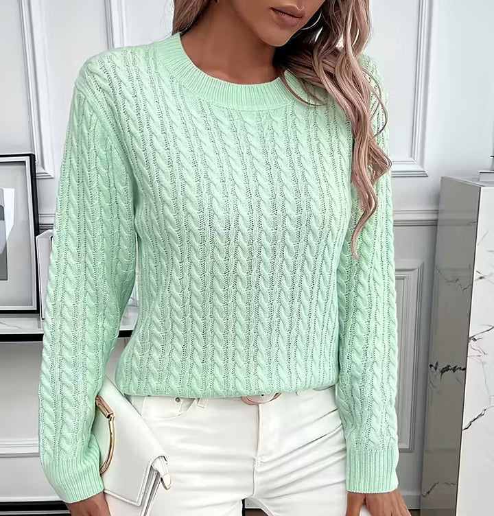 Salma | Crew-Neck Kabelgebreide Vloeiende Trui