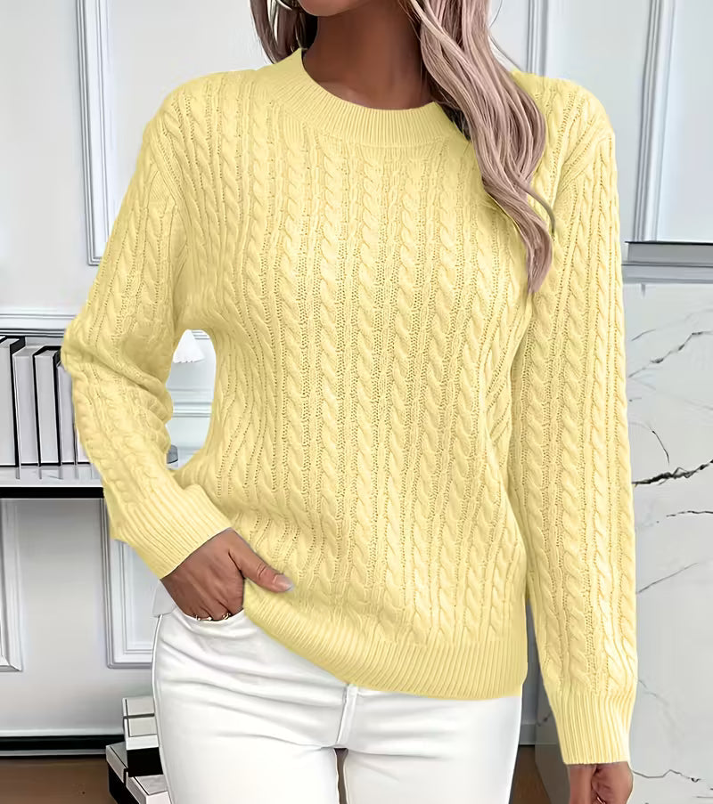 Salma | Crew-Neck Kabelgebreide Vloeiende Trui