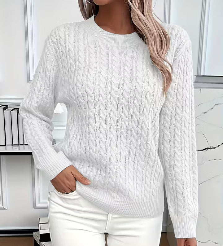 Salma | Crew-Neck Kabelgebreide Vloeiende Trui