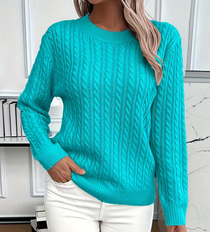 Salma | Crew-Neck Kabelgebreide Vloeiende Trui