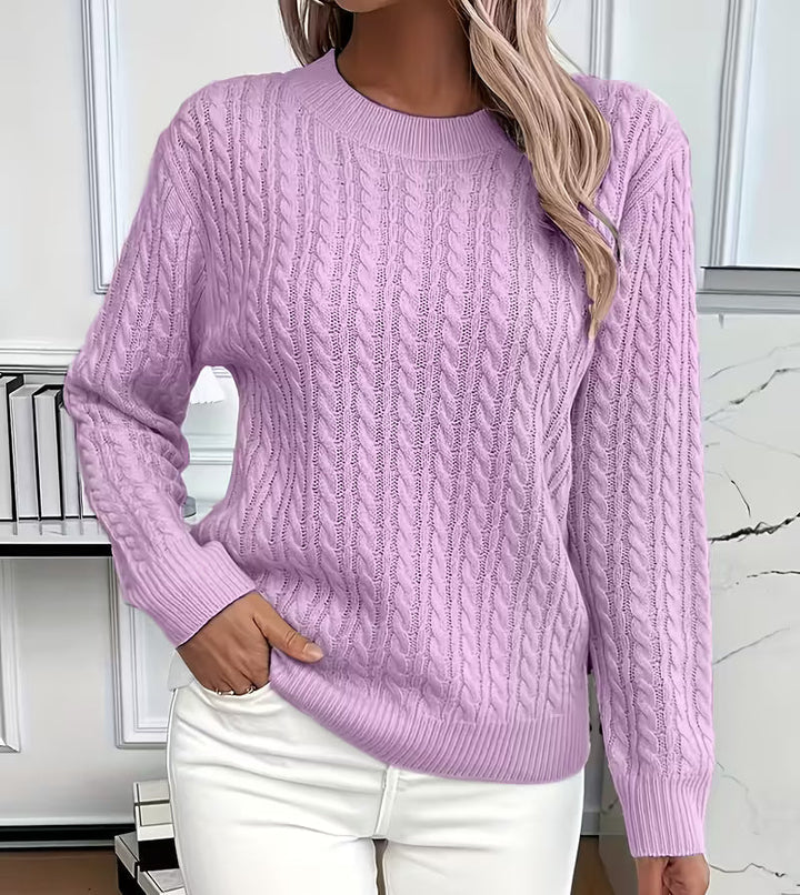 Salma | Crew-Neck Kabelgebreide Vloeiende Trui