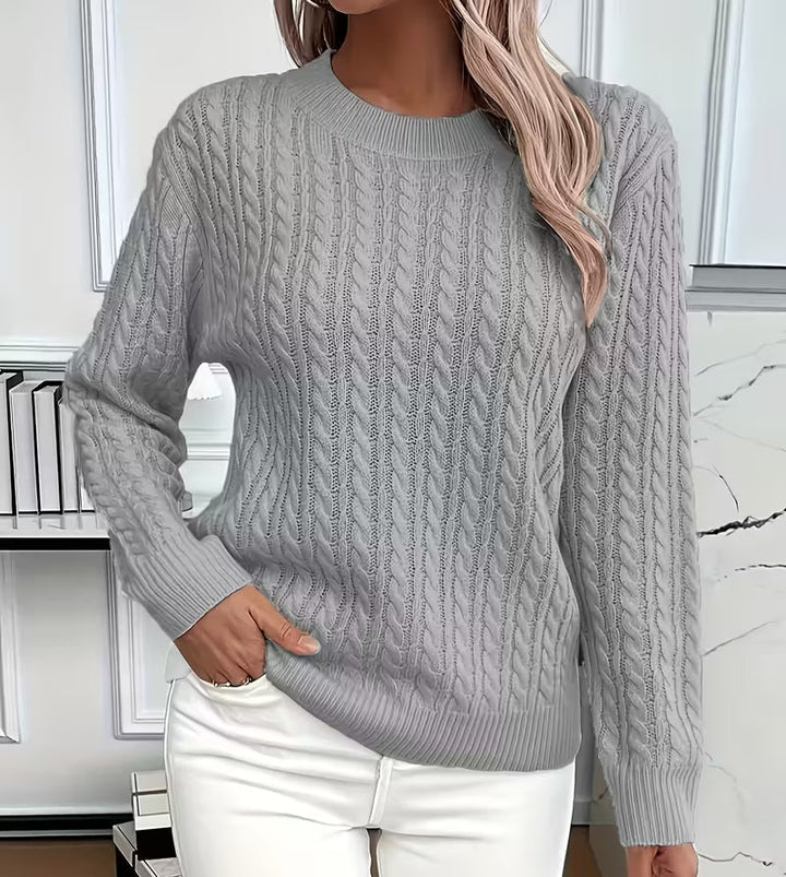 Salma | Crew-Neck Kabelgebreide Vloeiende Trui