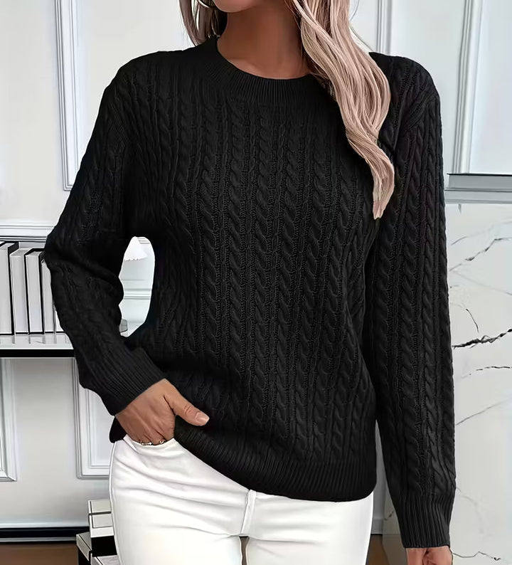 Salma | Crew-Neck Kabelgebreide Vloeiende Trui