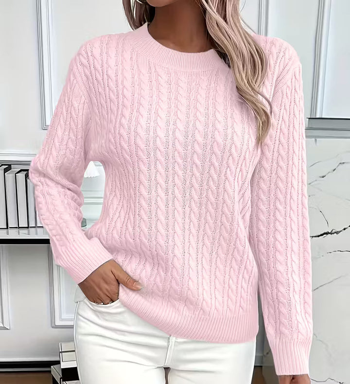 Salma | Crew-Neck Kabelgebreide Vloeiende Trui