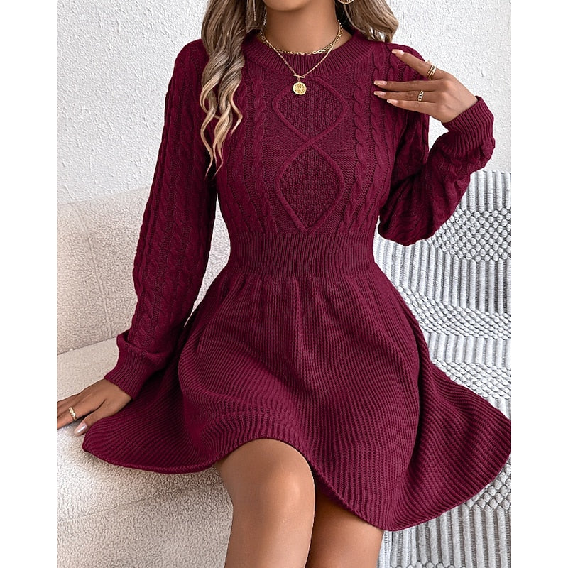Whitney | Kabelgebreide Sweater Jurk