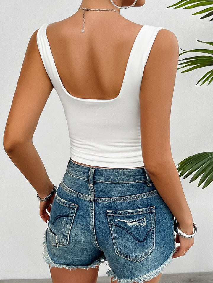 Severina | Katoenen Slim Fit Tanktop met Twistdetail