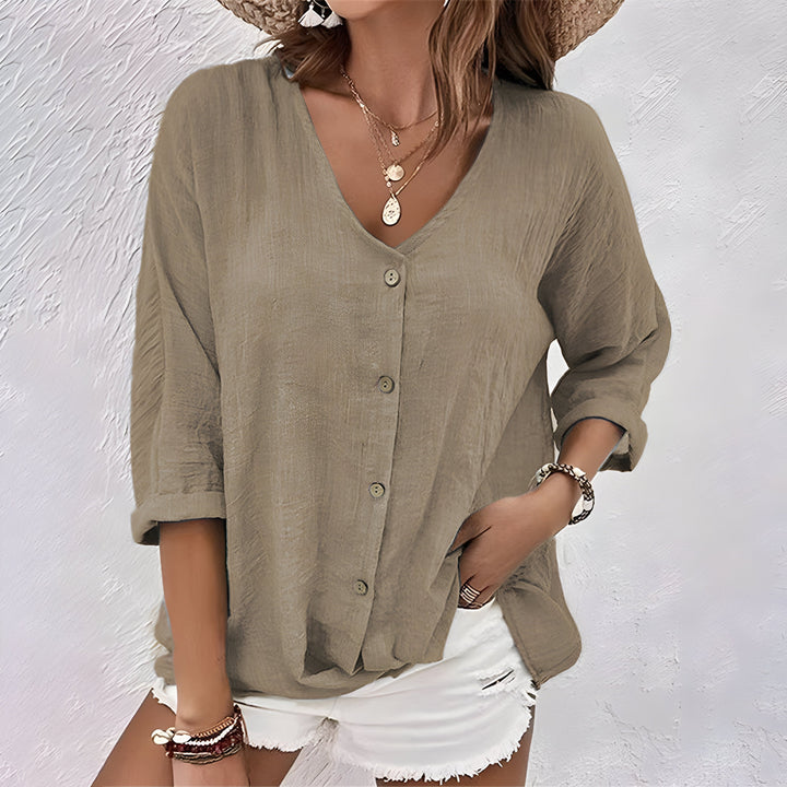 Juliana | Dames Knoop Voor V Hals Casual Top
