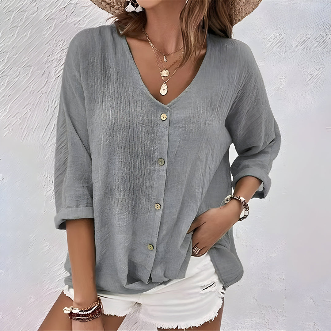 Juliana | Dames Knoop Voor V Hals Casual Top