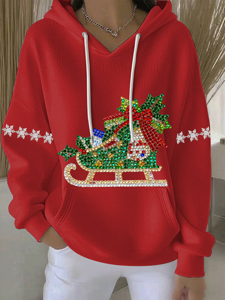 Dames Kerstprint Vrijetijdshoodie