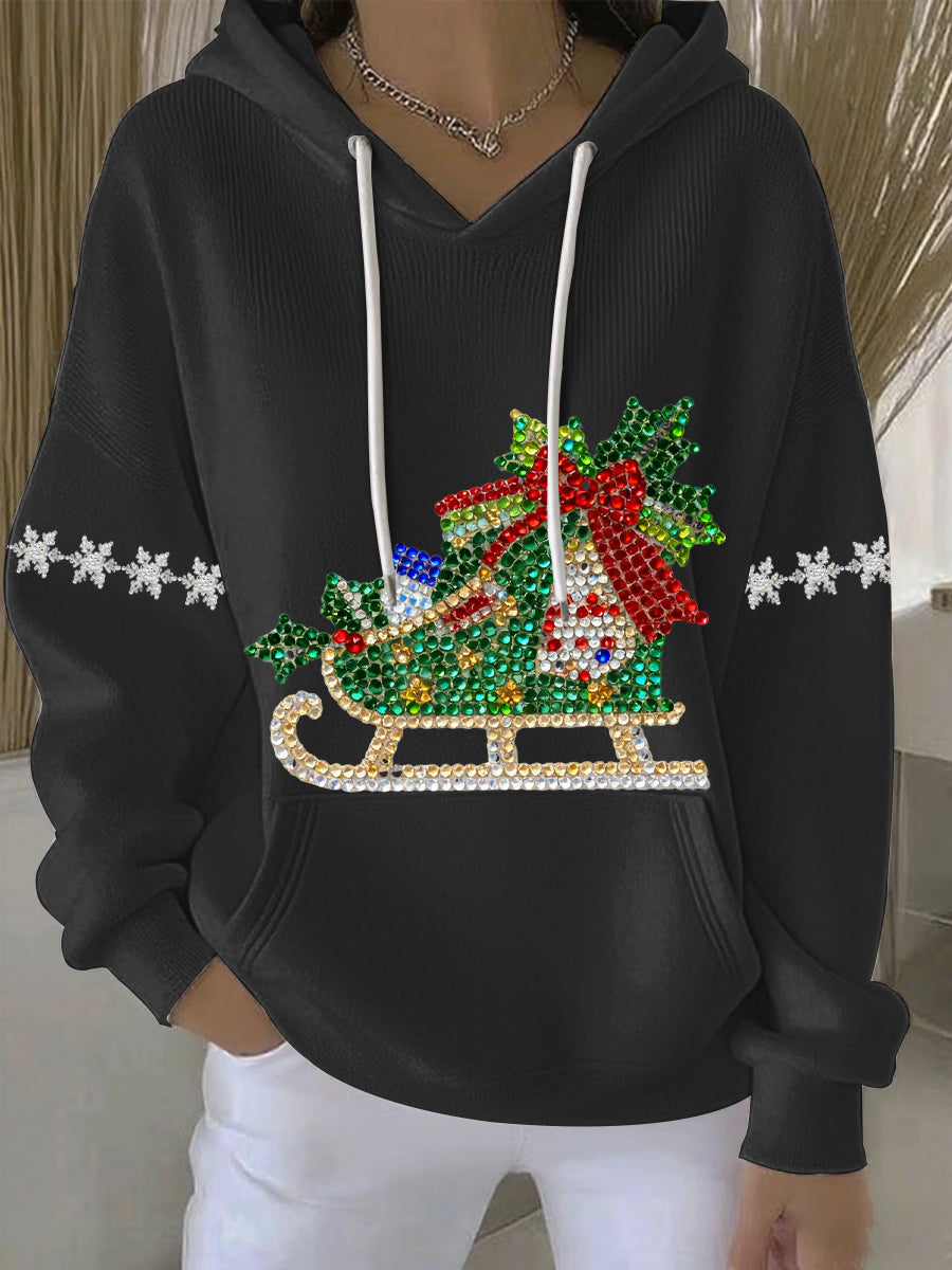 Dames Kerstprint Vrijetijdshoodie