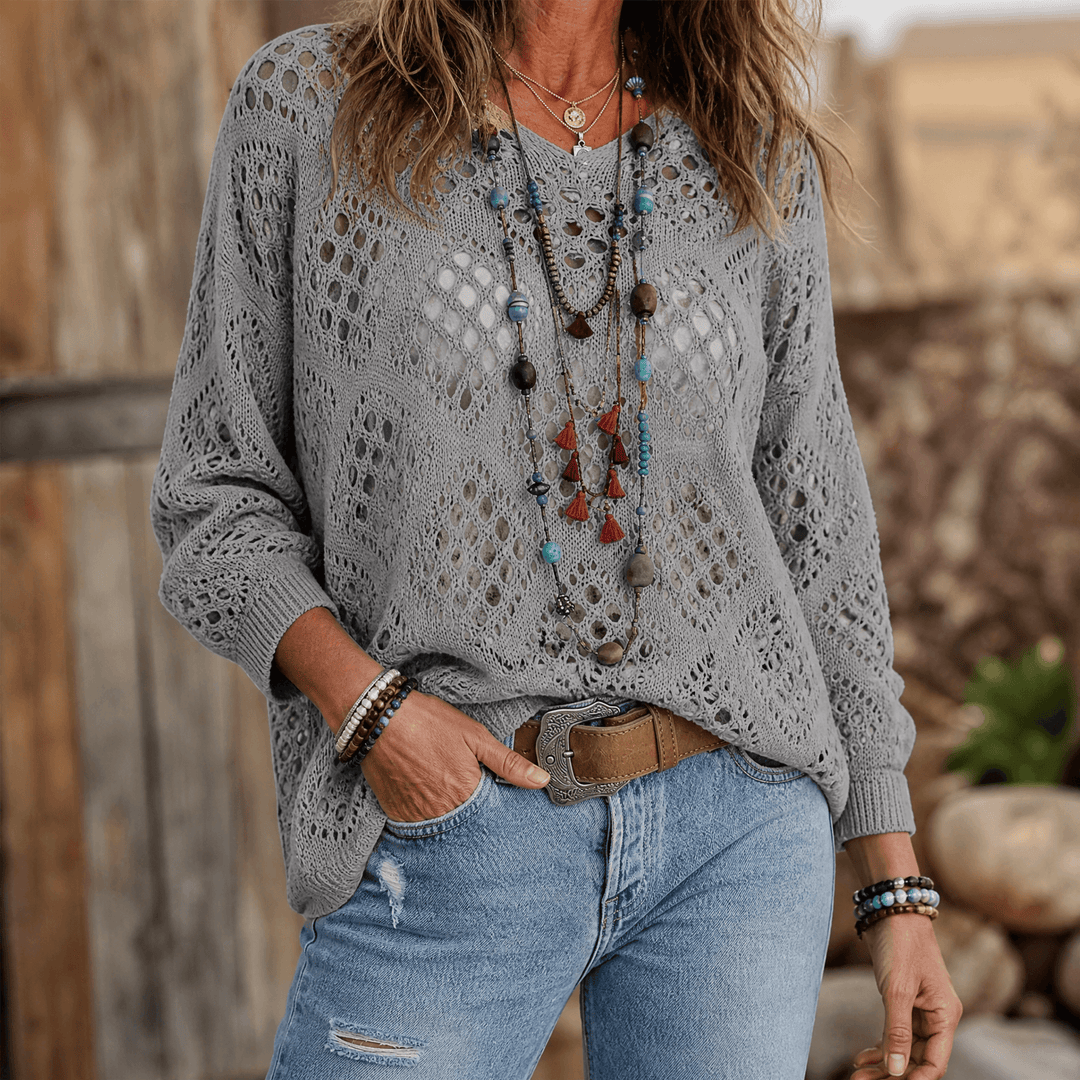 Sunfara – Vrouwen Boheemse Haak V-Hals Top