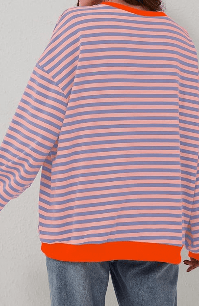 Dames Gestreepte Oversized Relaxed Fit Sweatshirt