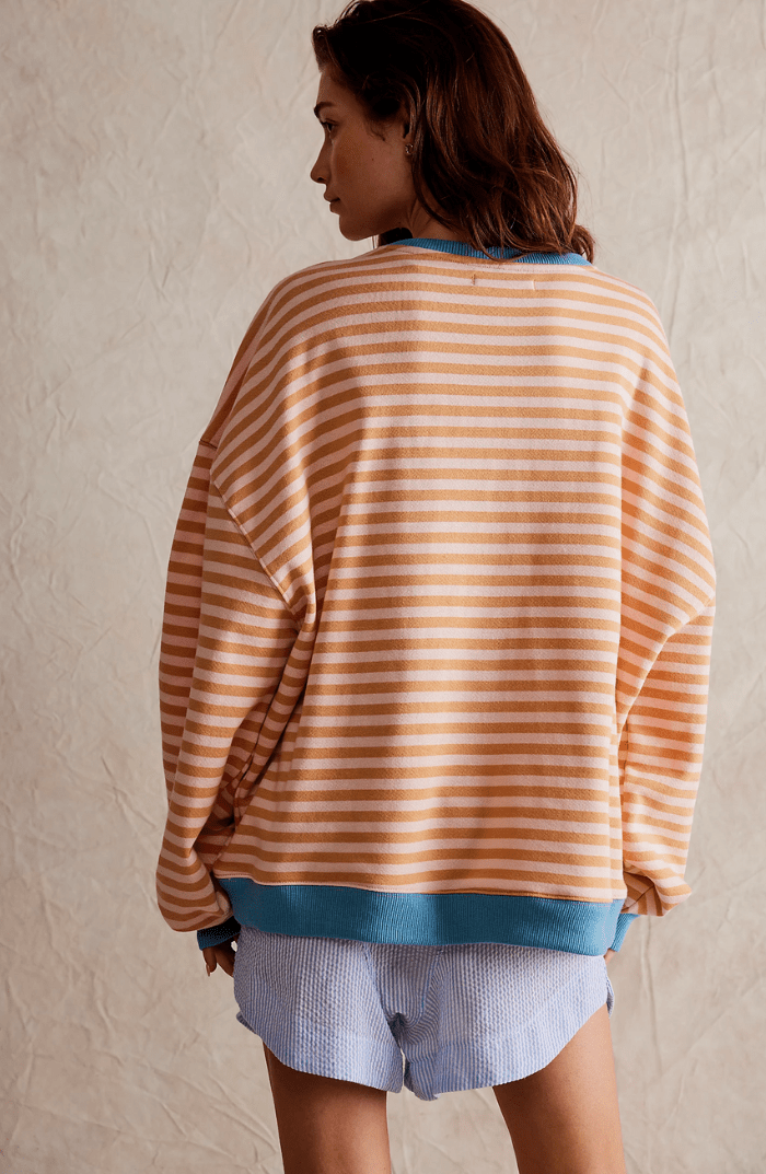Dames Gestreepte Oversized Relaxed Fit Sweatshirt