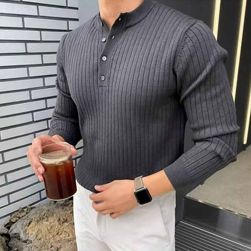 Theo | Geribbelde Henley Trui