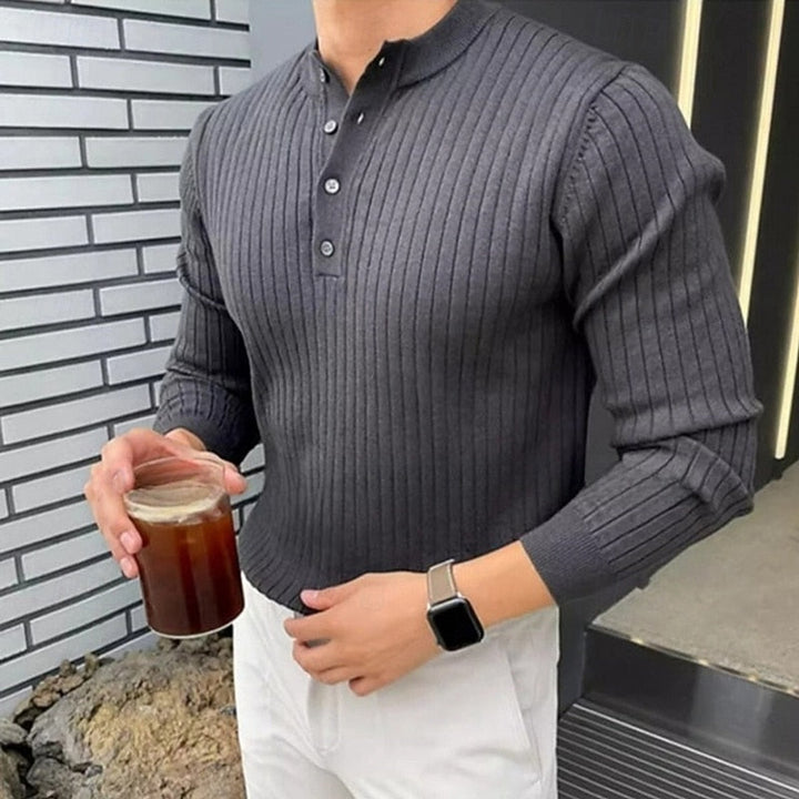 Theo | Geribbelde Henley Trui