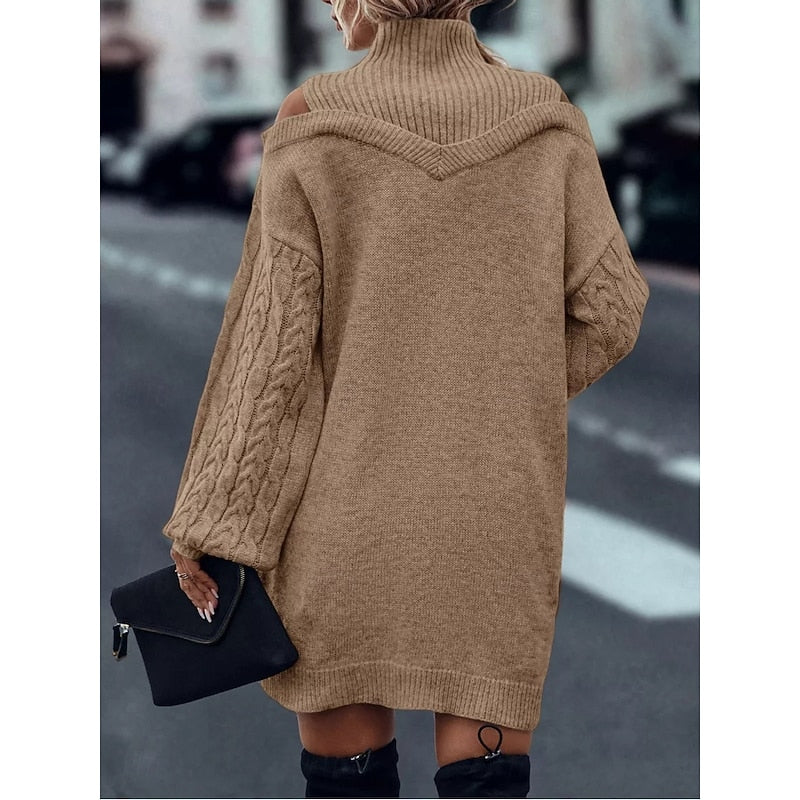 Winifred | Koud-Schouder Turtleneck Trui Jurk