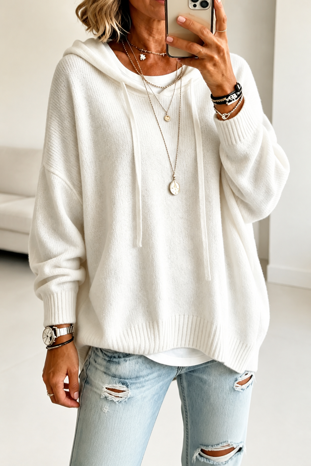 Wearbella – Oversized Trui met Capuchon en Touwtjes