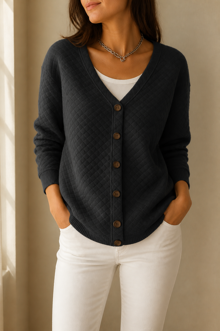 Holdwell – Diamantgequilte Open-Front Cardigan