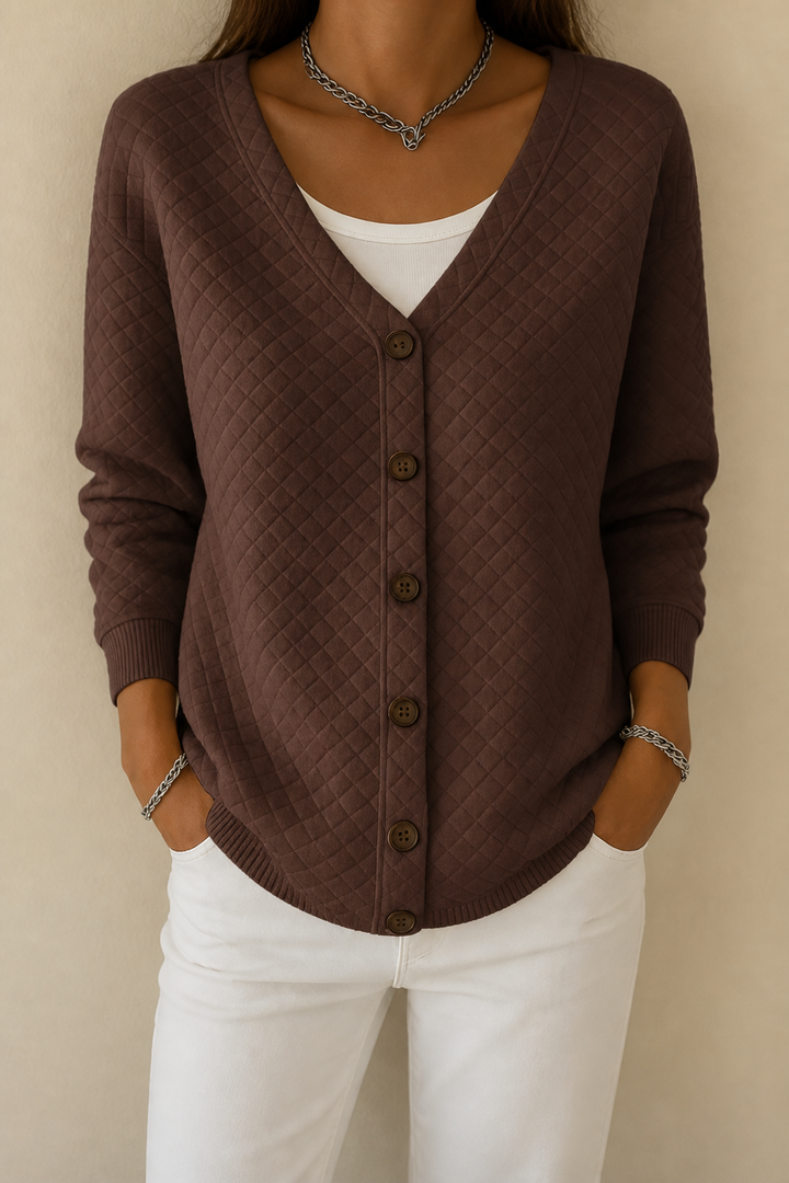 Holdwell – Diamantgequilte Open-Front Cardigan