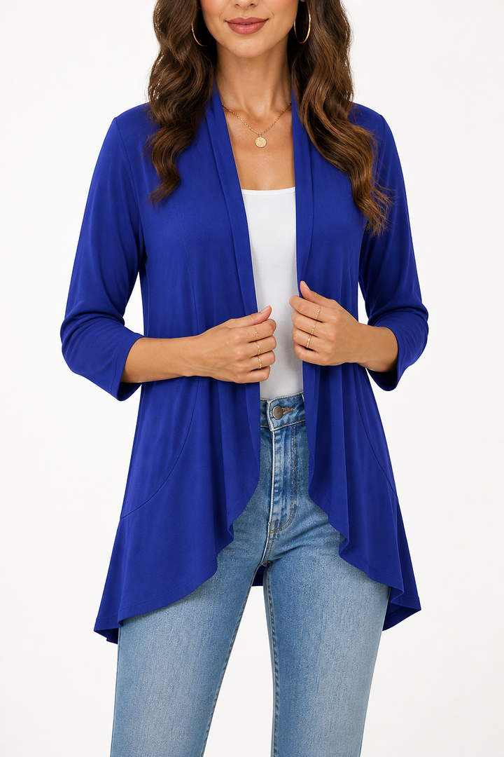 Wearbella – 3/4 Mouw Open Voorkant Waterval Cardigan