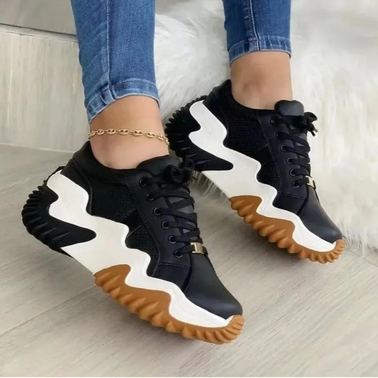 Dames Alle Seizoenen Vetersneakers met Golvende Zool