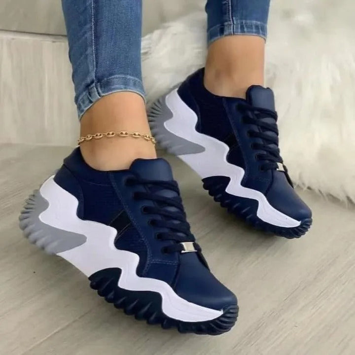 Dames Alle Seizoenen Vetersneakers met Golvende Zool