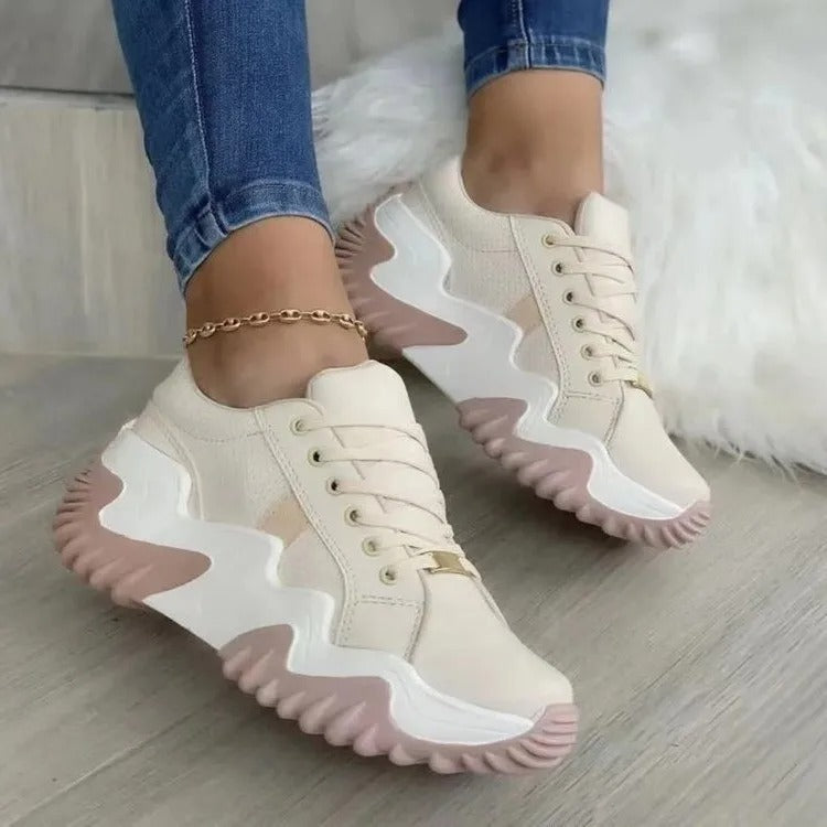 Dames Alle Seizoenen Vetersneakers met Golvende Zool