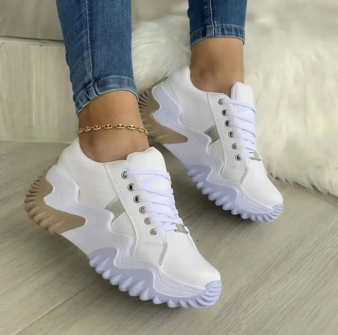 Dames Alle Seizoenen Vetersneakers met Golvende Zool