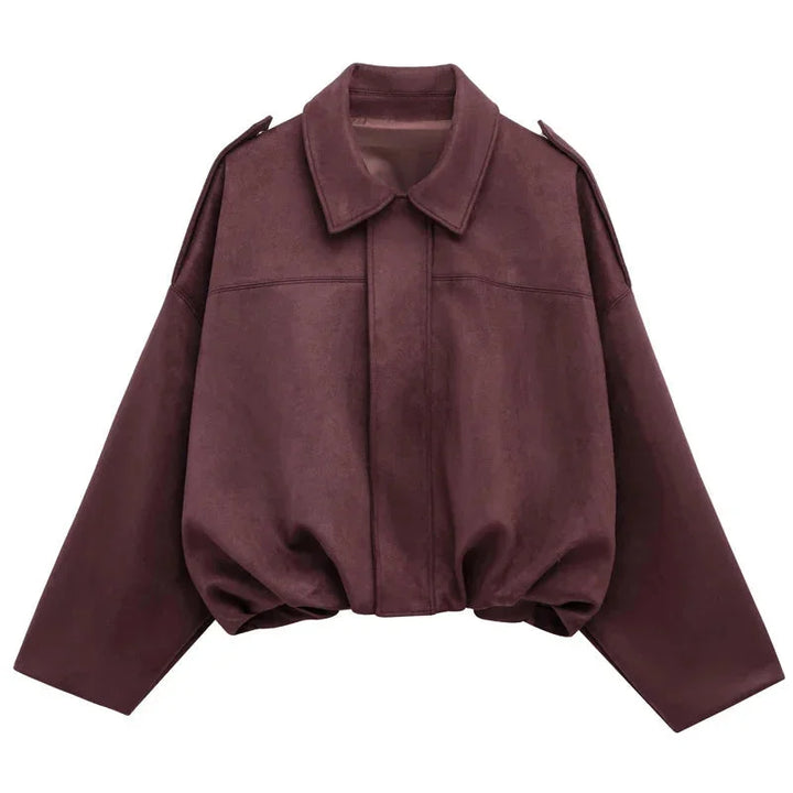 Dames Oversized Faux Suède Bomberjack met Relaxed Streetwear Pasvorm