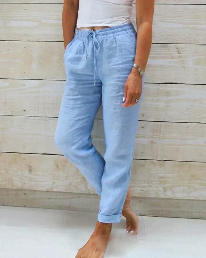 Van Dam | Dames Relaxed Linnenmix Broek