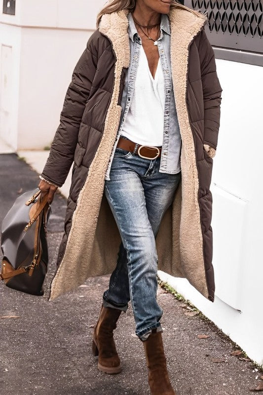 Van Dam | Dames Pluche Sherpa Puffer Jas